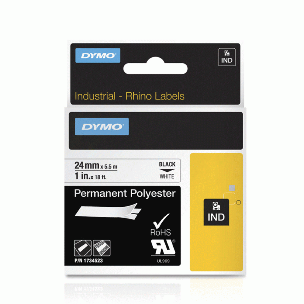 DYMO RHINO 1734523 White Permanent Poly Label Cartridge 24mm 