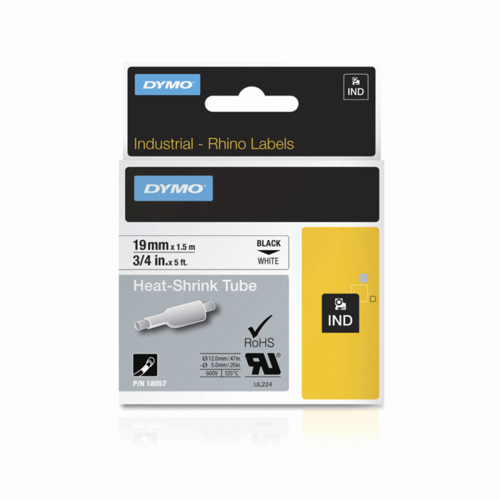 DYMO RHINO 18057 Black on White heat shrink tubing 19mm (S0718330)