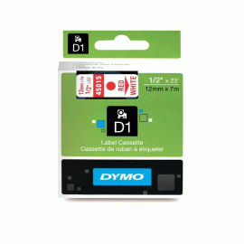 DYMO D1 Tape 45015 12MM X 7M TAPE, RED ON WHITE (S0720550)