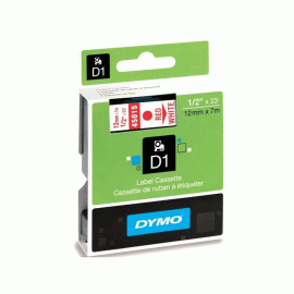 DYMO D1 Tape 45015 12MM X 7M TAPE, RED ON WHITE (S..