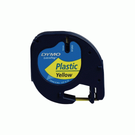 DYMO LetraTag Tape 91202 Plastic Black on Yellow 12mm x 4m (S0721620)
