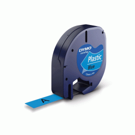 DYMO LetraTag Tape 91205 Plastic Black on Blue 12mm x 4m (S0721650)