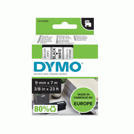 DYMO D1 Tape 41913/40913 9mm x 7m, BLACK ON WHITE ..