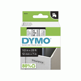DYMO D1 Tape 45010 12mm x 7m Black on Clear (S0720500)