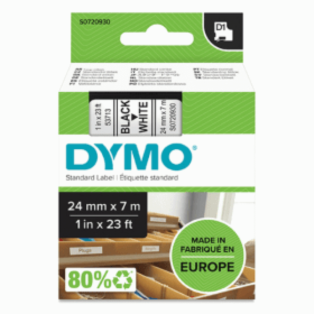 DYMO D1 Tape 53713 24mm x 7m Black on White (S0720930)