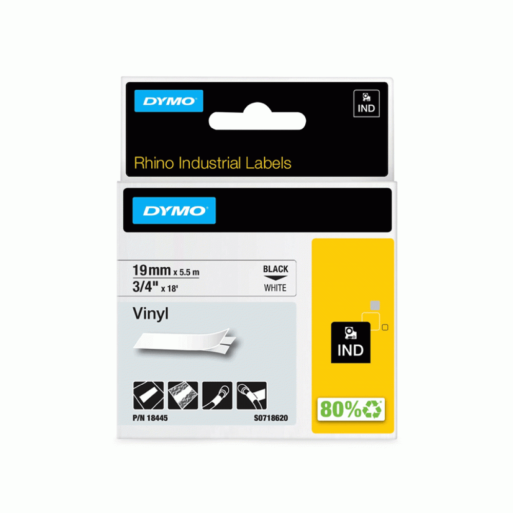 DYMO RHINO S0718620 Vinyl 19X5.5 black on white (18445)