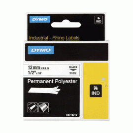 DYMO RHINO S0718210 12mmX5.5m Polyester black on white (18764)
